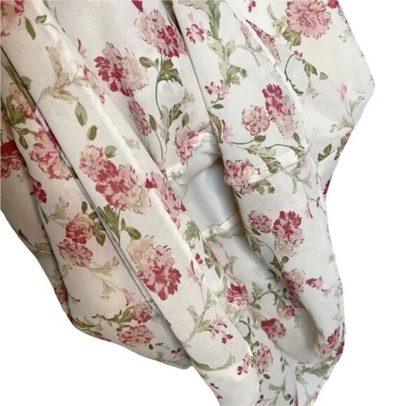 ๐ธ Vintage White Floral Midi Dress V Neck Slant Hem Romantic Cottagecore Sz 8 - Picture 5 of 9
